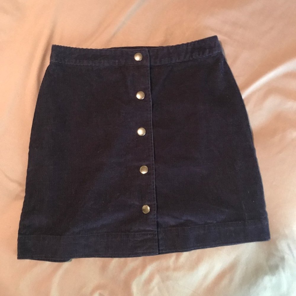Old Navy Corduroy Snap Front Navy Blue Skirt